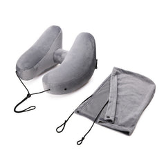 H-Shaped Inflatable Hooded Travel Neck Pillow
