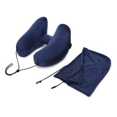 H-Shaped Inflatable Hooded Travel Neck Pillow