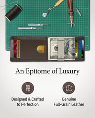 Genuine Leather Slim RFID Money Clip Wallet