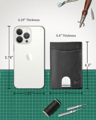 Genuine Leather Slim RFID Money Clip Wallet