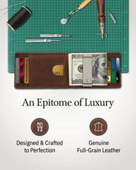 Genuine Leather Slim RFID Money Clip Wallet