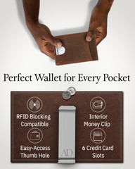 Genuine Leather Slim RFID Money Clip Wallet