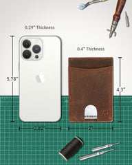 Genuine Leather Slim RFID Money Clip Wallet