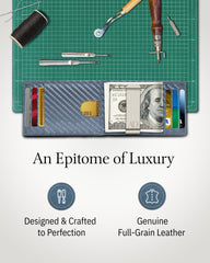 Genuine Leather Slim RFID Money Clip Wallet