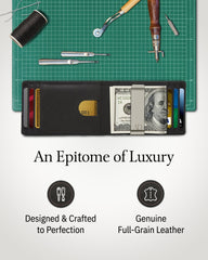 Genuine Leather Slim RFID Money Clip Wallet