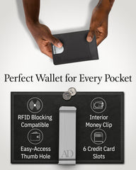 Genuine Leather Slim RFID Money Clip Wallet