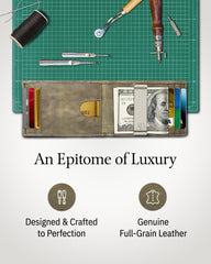 Genuine Leather Slim RFID Money Clip Wallet