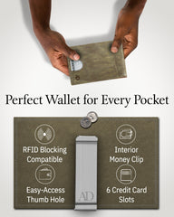 Genuine Leather Slim RFID Money Clip Wallet