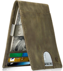 Genuine Leather Slim RFID Money Clip Wallet