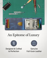 Genuine Leather Slim RFID Money Clip Wallet