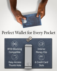 Genuine Leather Slim RFID Money Clip Wallet