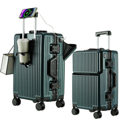 Front-Opening Aluminum Frame Carry-On Suitcase