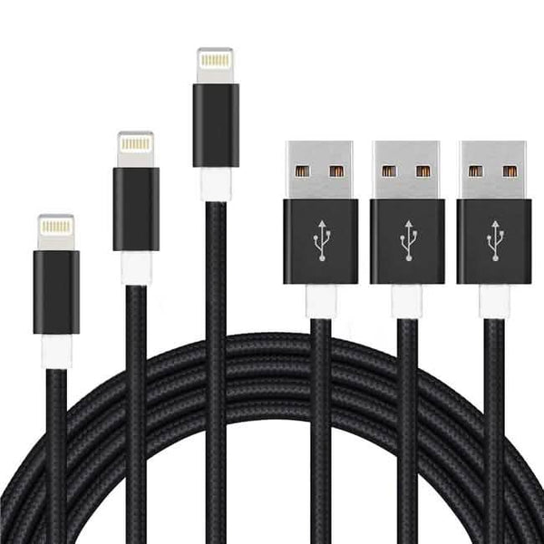 3-Pack 10FT Heavy-Duty Braided Lightning Cables