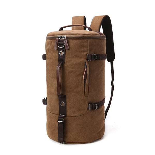 Men’s Canvas Cylinder Hiking Travel Backpack