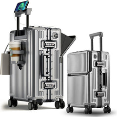 Front-Opening Aluminum Frame Carry-On Suitcase