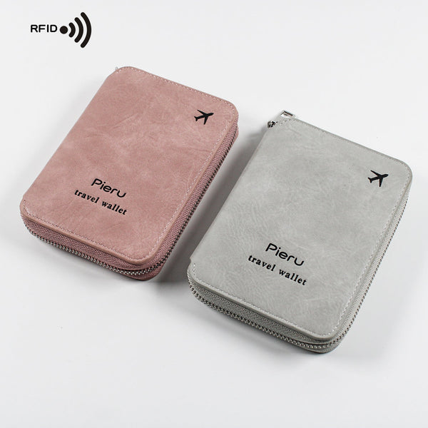 Multi-Functional RFID Zipper Passport Travel Holder