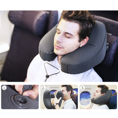H-Shaped Inflatable Hooded Travel Neck Pillow