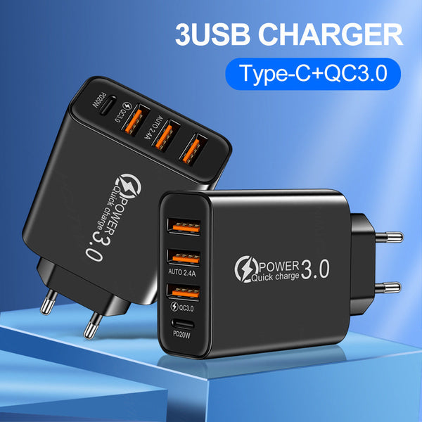 3-USB PD Type-C Multi-Port Travel Charger