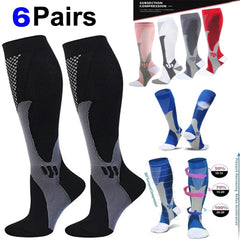 6-Pair 20-30mmHg Compression Sports Socks