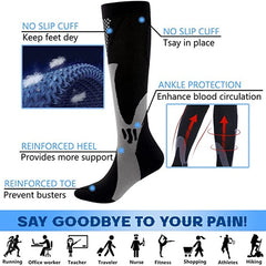 6-Pair 20-30mmHg Compression Sports Socks