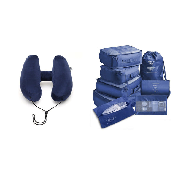 H-Shaped Inflatable Hooded Travel Neck Pillow