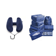 H-Shaped Inflatable Hooded Travel Neck Pillow