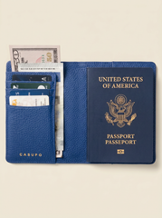 Leather RFID Shield Passport Wallet Cobalt
