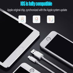 3-Pack 10FT Heavy-Duty Braided Lightning Cables