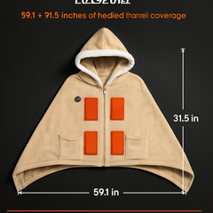 Wearable Heated Flannel Throw Blanket Hoodie