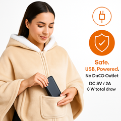 Wearable Heated Flannel Throw Blanket Hoodie
