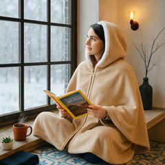 Wearable Heated Flannel Throw Blanket Hoodie