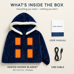 Wearable Heated Flannel Throw Blanket Hoodie