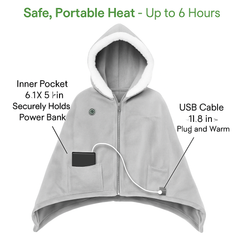 Wearable Heated Flannel Throw Blanket Hoodie
