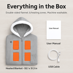 Wearable Heated Flannel Throw Blanket Hoodie