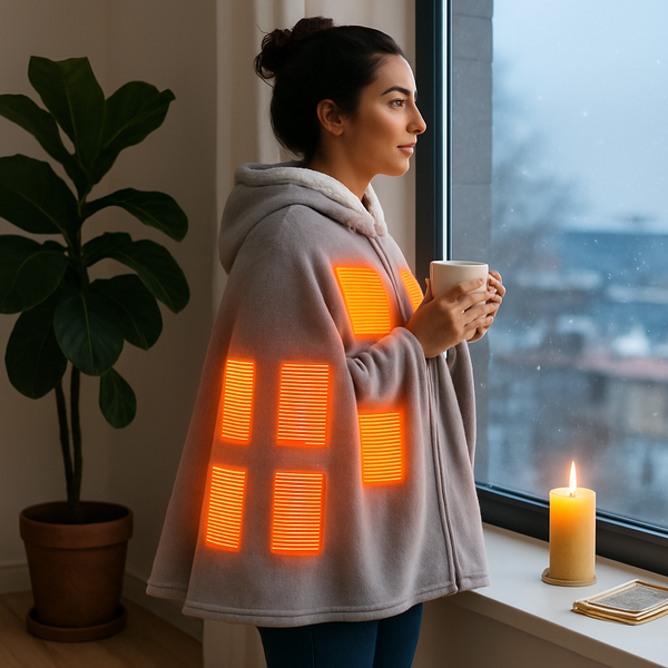 Wearable Heated Flannel Throw Blanket Hoodie