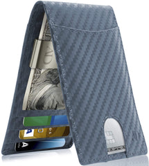 Genuine Leather Slim RFID Money Clip Wallet