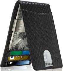Genuine Leather Slim RFID Money Clip Wallet